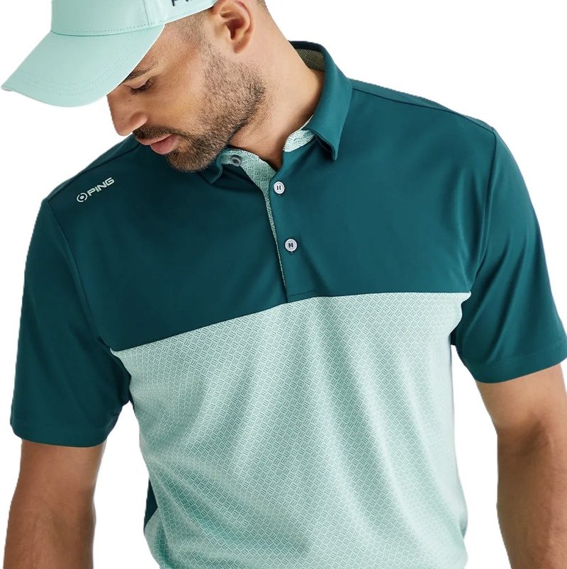 PING Hall heren polo, bosgroen/mistig groen