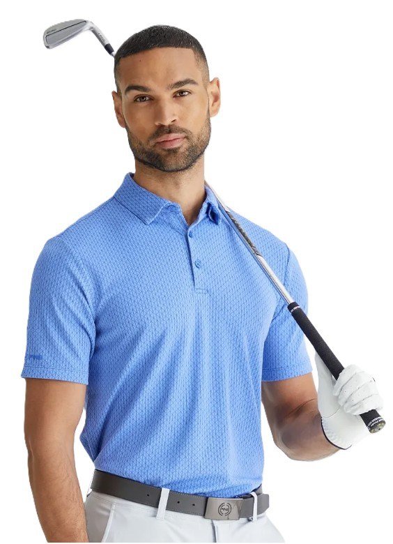 PING Hershel heren polo, cornflower blue multi