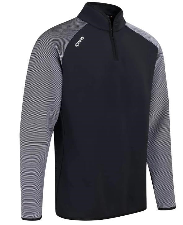 PING Strio Performance midlayer heren sweatshirt, zwart/wit