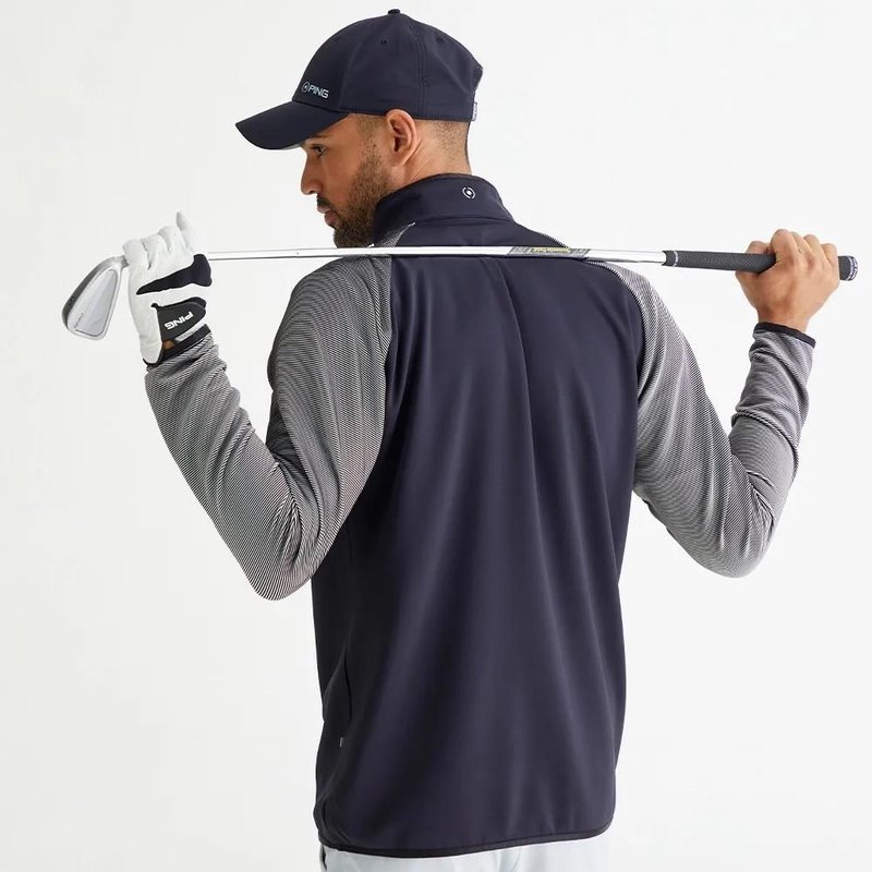 PING Strio Performance midlayer heren sweatshirt, zwart/wit