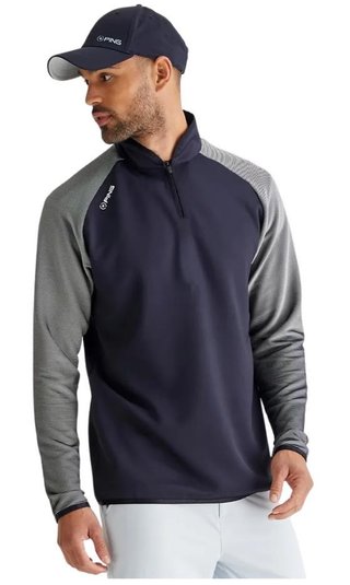 PING Strio Performance midlayer heren sweatshirt, zwart/wit