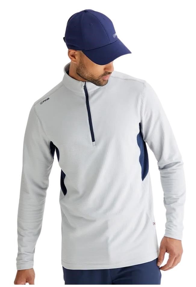 PING Rhodri Half Zip Fleece heren sweater, silver/navy