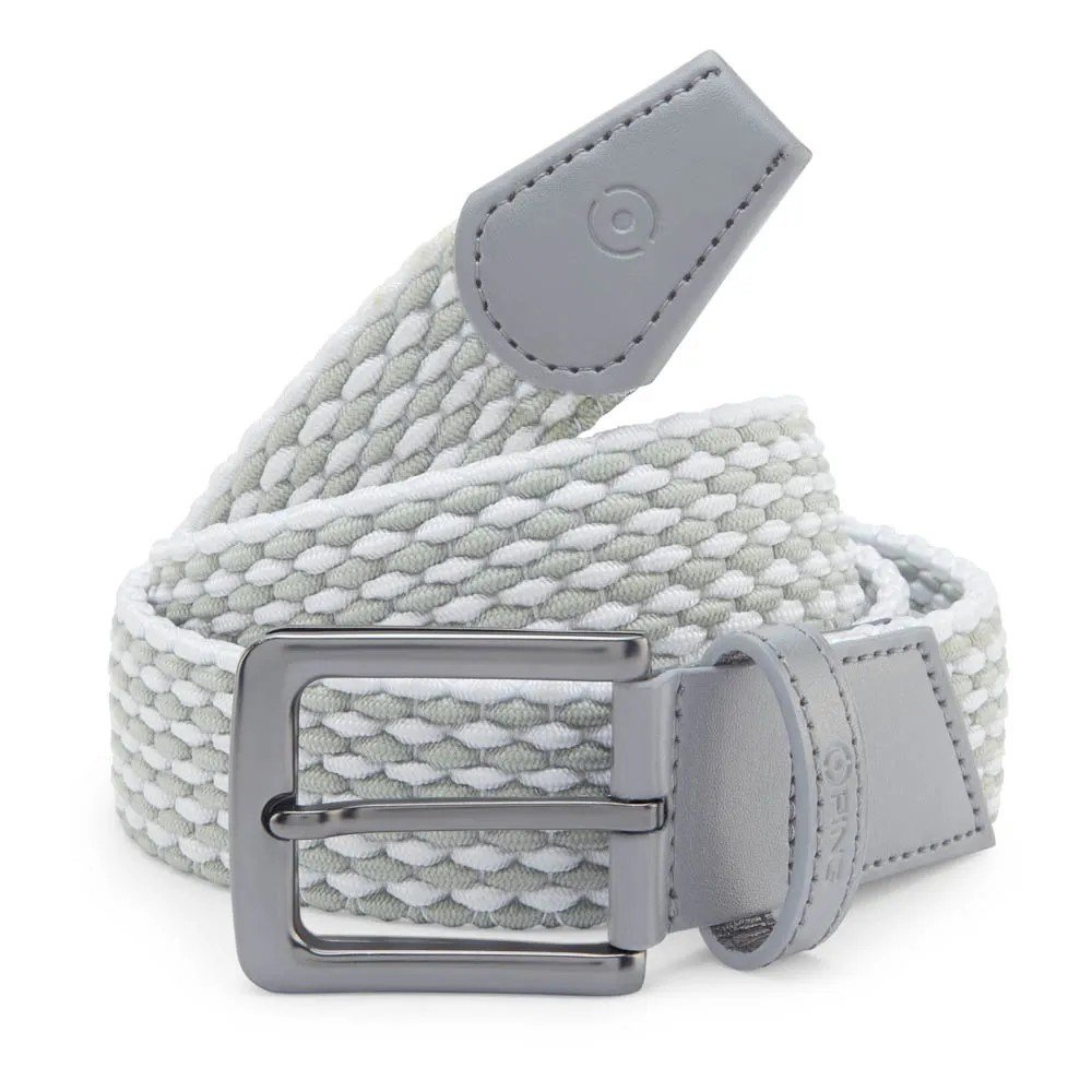PING Stretch Webbing mens belt, grijs/wit