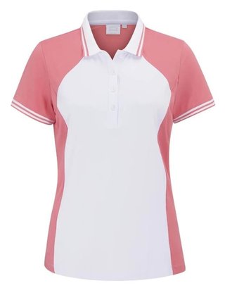 PING Ali short sleeve dames polo, sweet pea/white