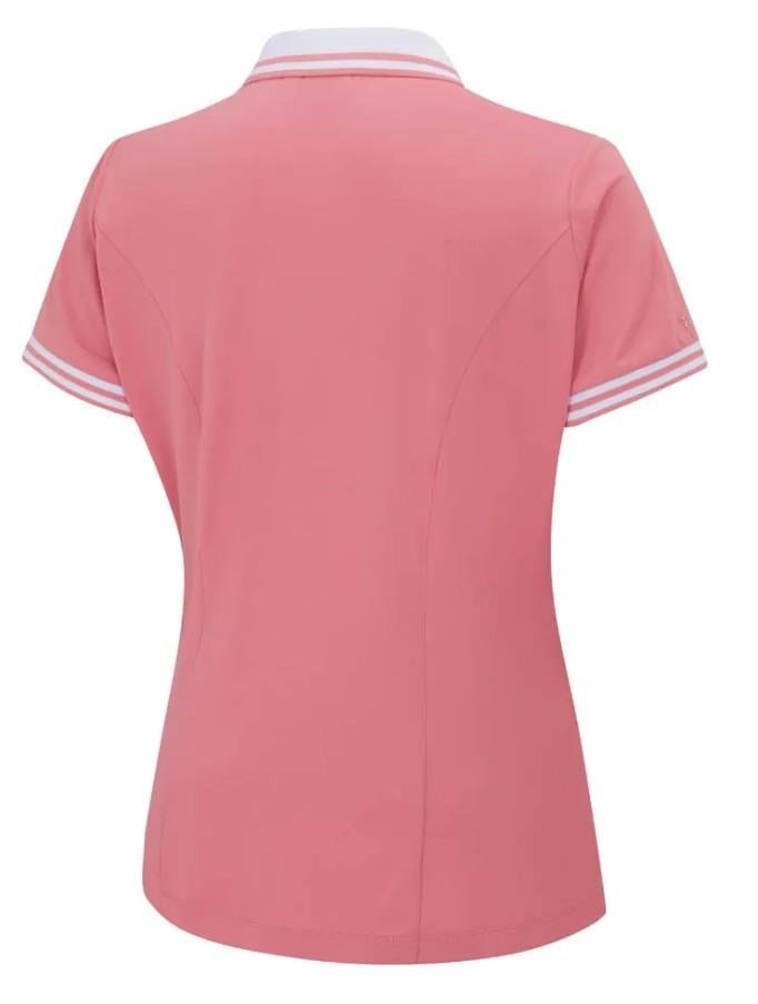 PING Ali short sleeve dames polo, sweet pea/white