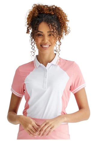 PING Ali short sleeve dames polo, sweet pea/white