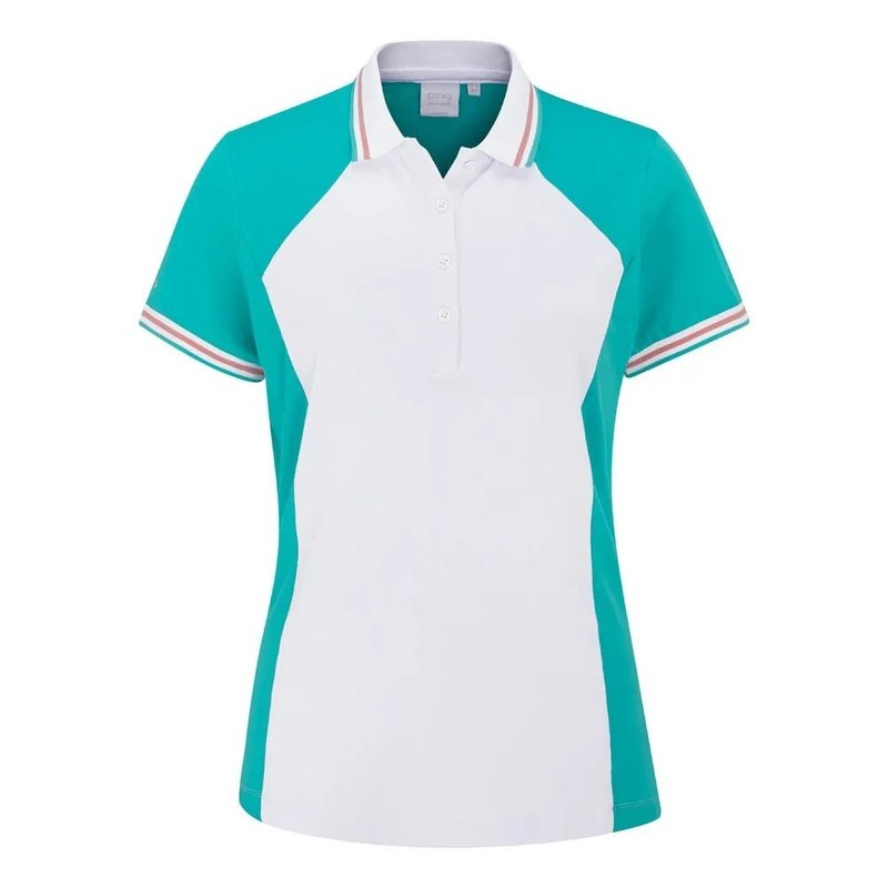 PING Ali dames polo korte mouw, helder aqua/wit