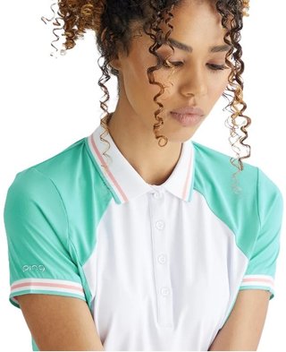 PING Ali dames polo korte mouw, helder aqua/wit