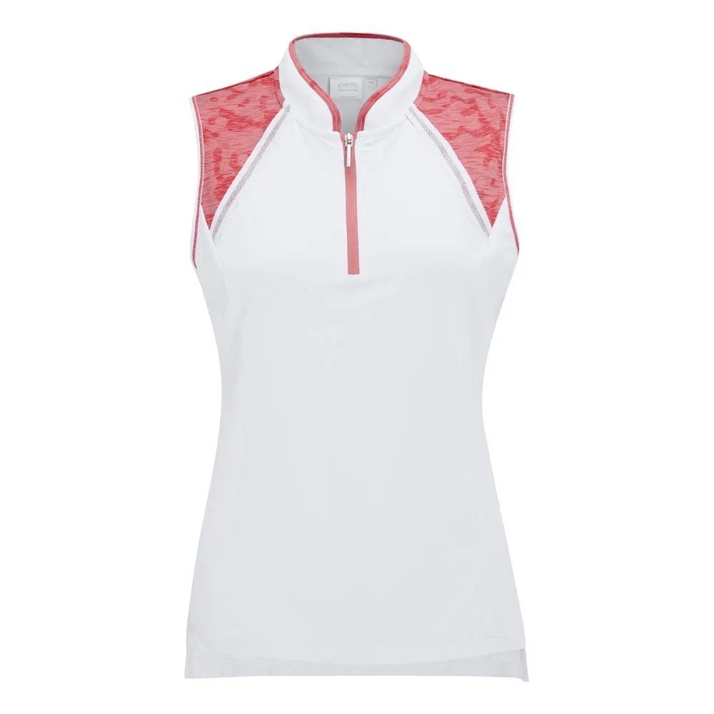 PING Nala Colour Block Sleeveless dames polo, white/sweat pea