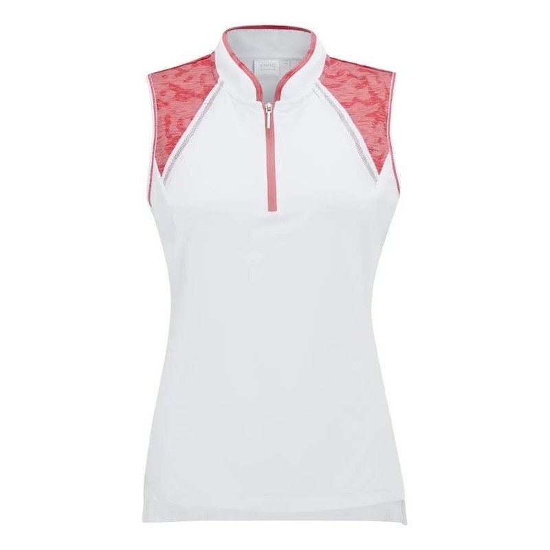 PING Nala Colour Block Sleeveless dames polo, white/sweat pea
