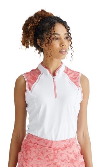 PING Nala Colour Block Sleeveless dames polo, white/sweat pea
