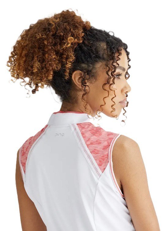 PING Nala Colour Block Sleeveless dames polo, white/sweat pea