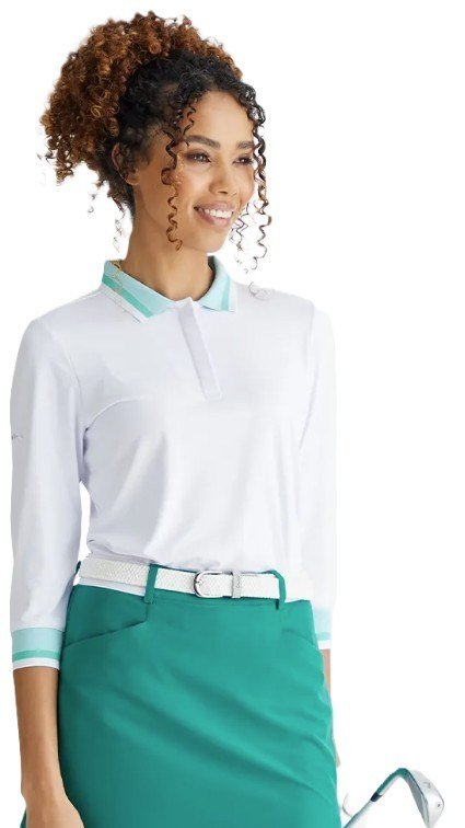 PING Lindsey dames polo, wit/helder aqua
