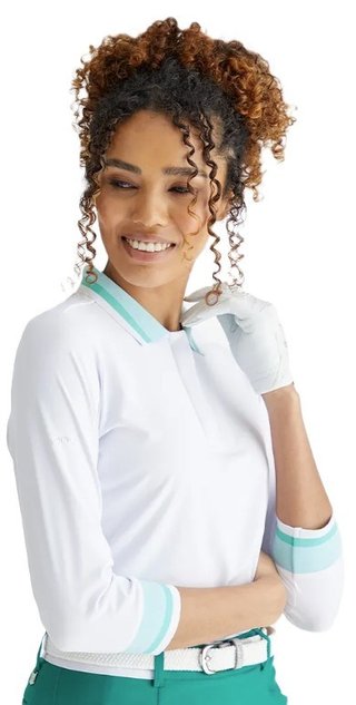 PING Lindsey dames polo, wit/helder aqua