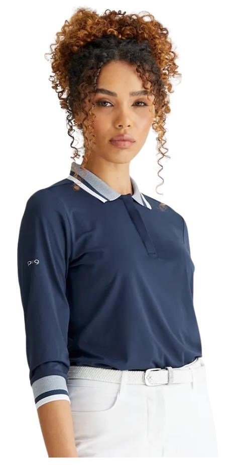 PING Lindsey dames polo, navy/wit