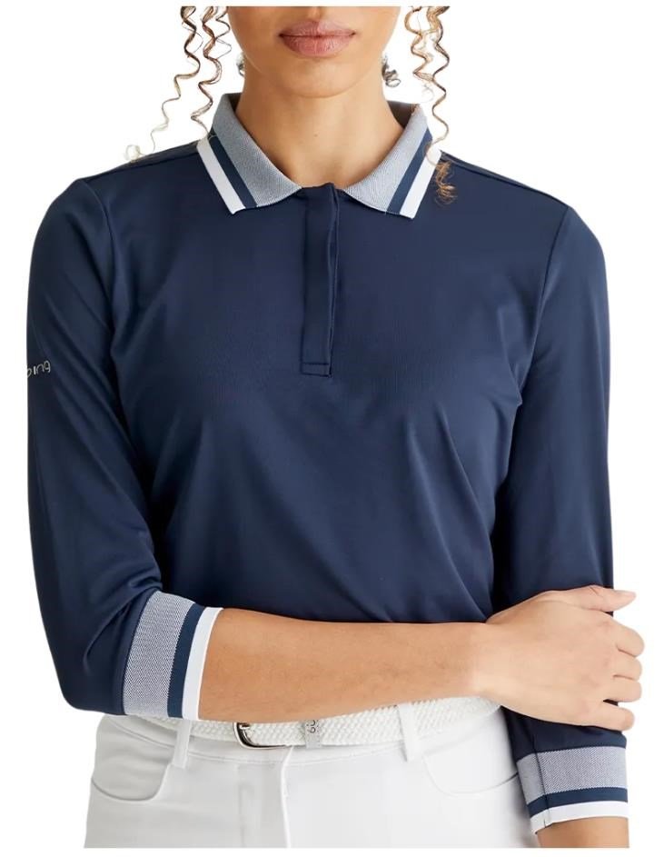 PING Lindsey dames polo, navy/wit