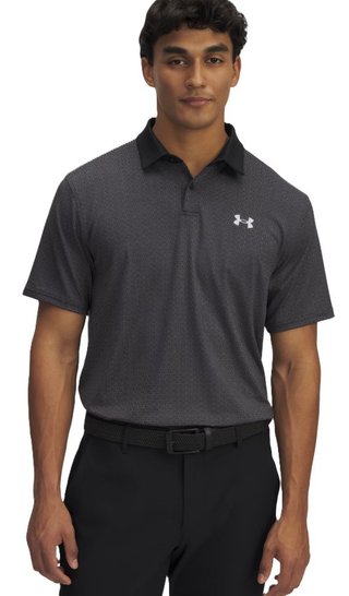 Under Armour T2G Printed heren polo, zwart/halo gray