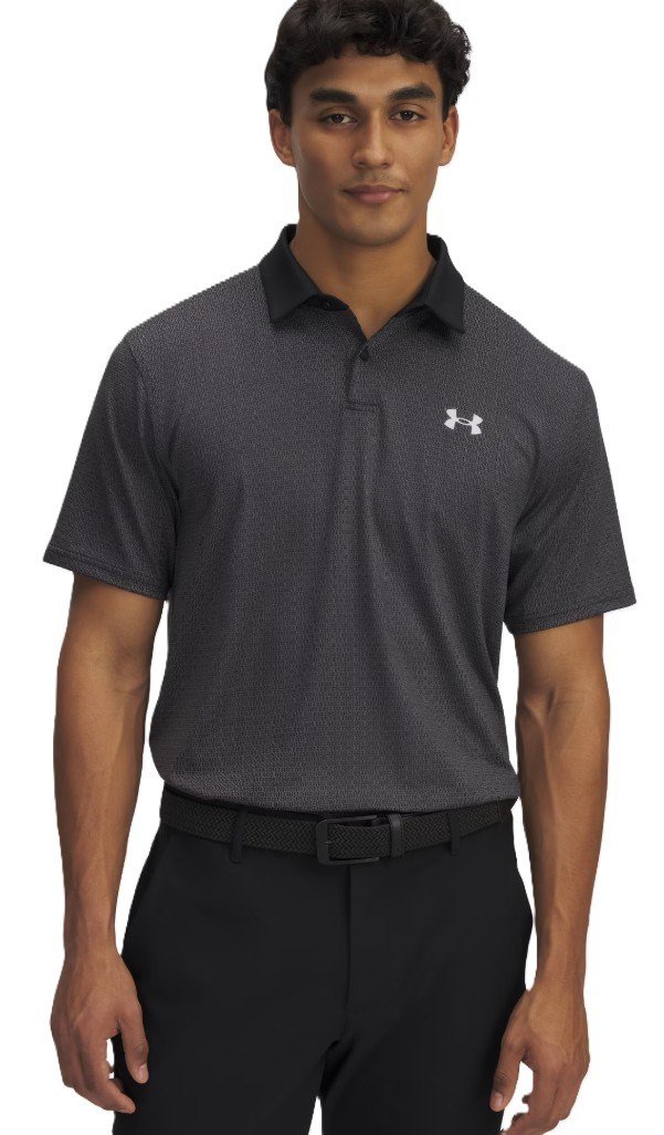 Under Armour T2G Printed heren polo, zwart/halo gray