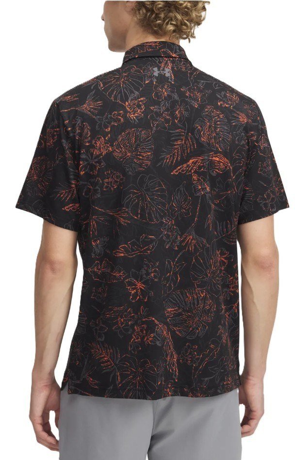 Under Armour Playoff 3.0 Printed heren polo, black/fire/castlerock