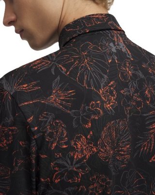 Under Armour Playoff 3.0 Printed heren polo, black/fire/castlerock