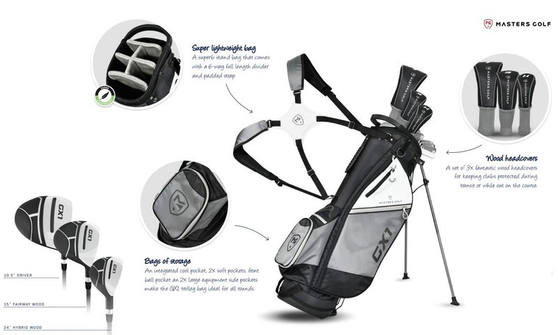 Masters GX1 Gts heren golfset, grafiet, + standtas, zwart/grijs/wit