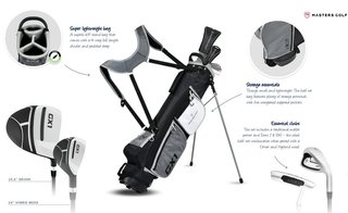 Masters GX1 Gts heren golf half set, grafiet + stand bag, zwart/grijs/wit
