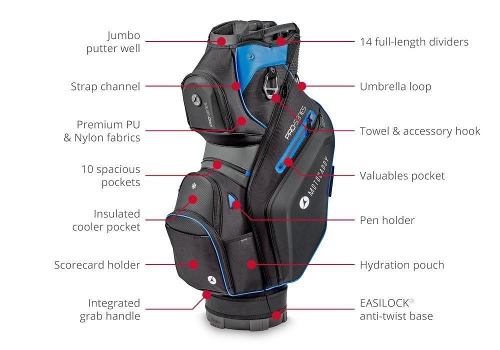 Motocaddy Pro-Series cart bag, zwart/lime
