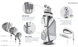 Masters GX1 dames golfset, grafiet + cart bag