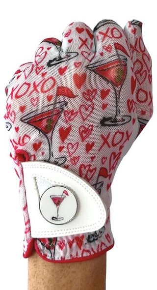 Best of Golf America XOXO dameshandschoen, roze/wit