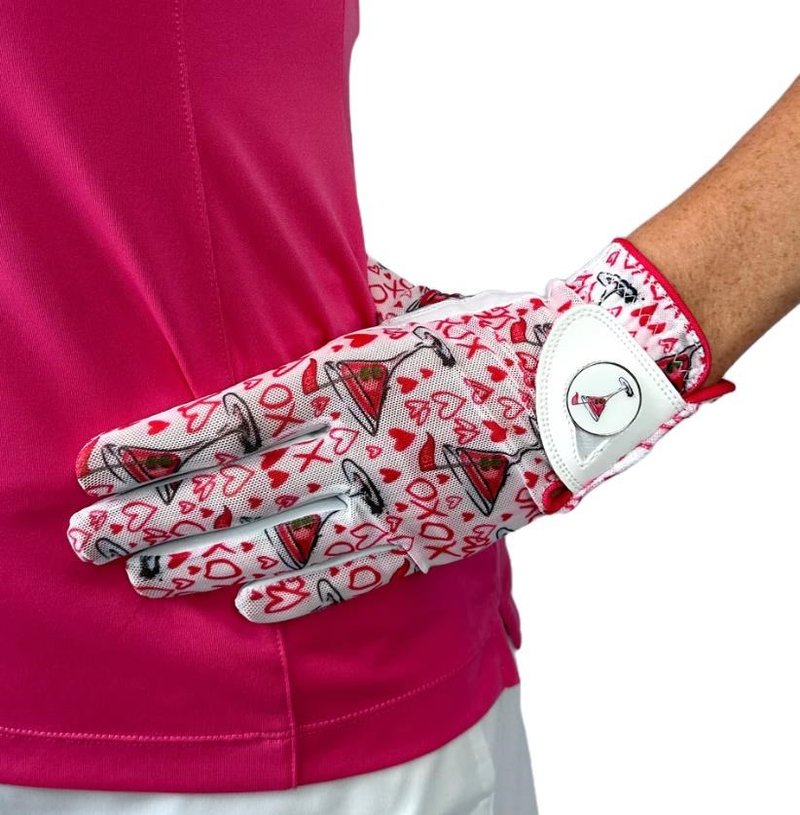Best of Golf America XOXO dameshandschoen, roze/wit