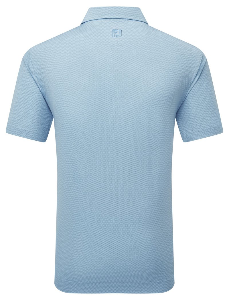 FootJoy Deco Diamond Print heren polo, air blue/high tide