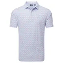 FootJoy Gamer Print Pique heren polo, wit/air blue/tide/magenta