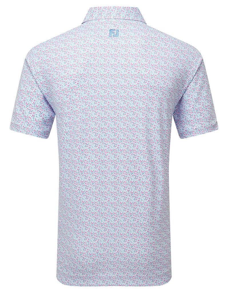 FootJoy Gamer Print Pique heren polo, wit/air blue/tide/magenta