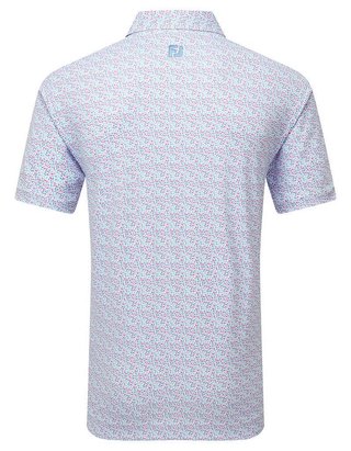 FootJoy Gamer Print Pique heren polo, wit/air blue/tide/magenta