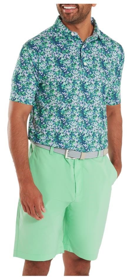 FootJoy Garden Print Lisle heren polo, navy