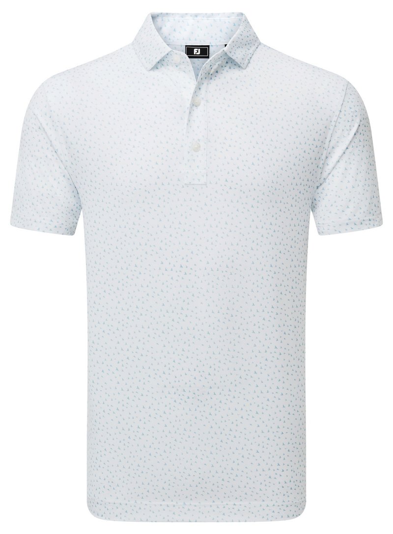 FootJoy BIRD PRINT heren polo, wit/air blue
