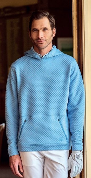 FootJoy Textured Knit Hoodie heren sweatshirt, air blue