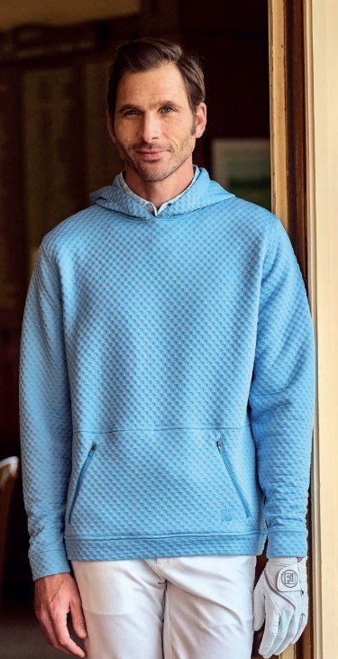 FootJoy Textured Knit Hoodie heren sweatshirt, air blue