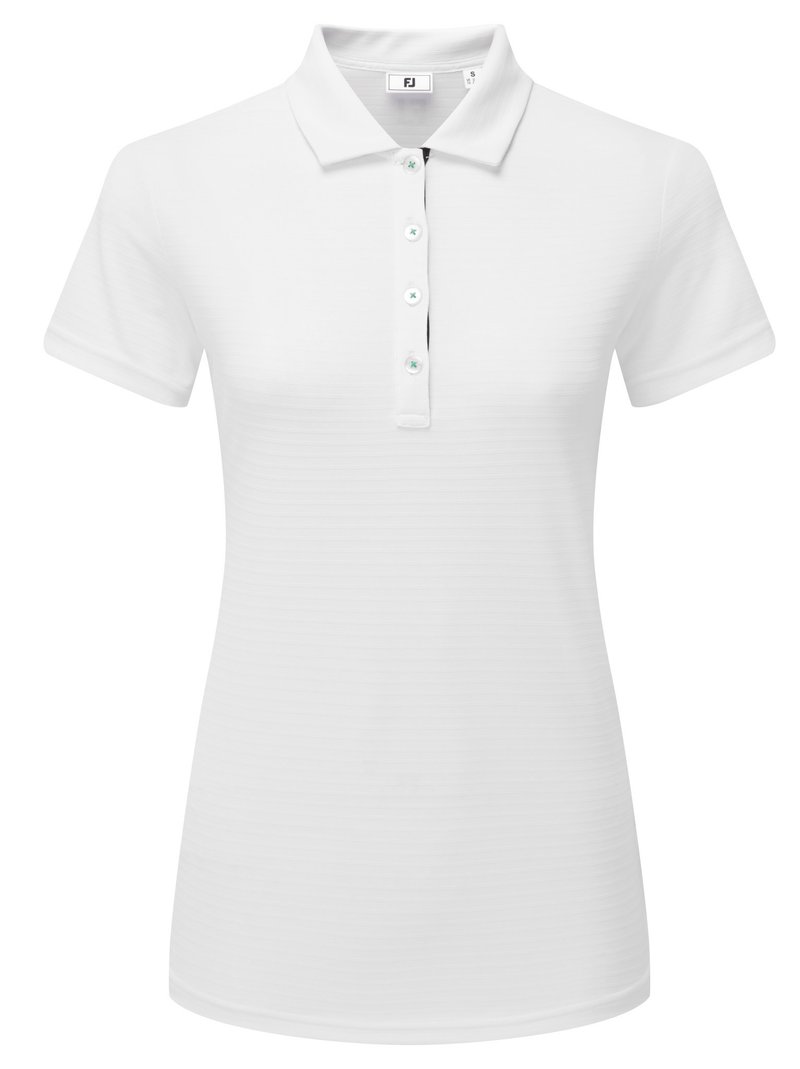 FootJoy JAQUARD STRIPE dames polo, wit/navy/emerald