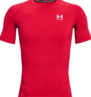 Under Armour HeatGear heren compressieshirt, rood/wit