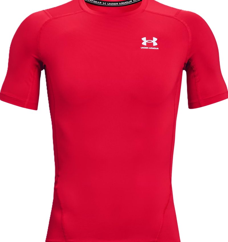 Under Armour HeatGear heren compressieshirt, rood/wit