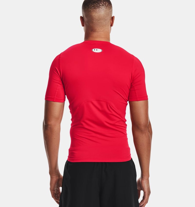 Under Armour HeatGear heren compressieshirt, rood/wit