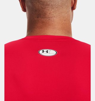 Under Armour HeatGear heren compressieshirt, rood/wit
