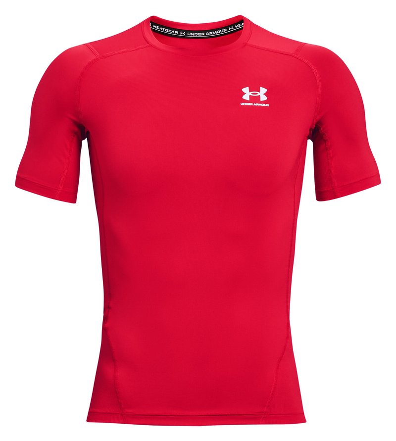 Under Armour HeatGear heren compressieshirt, rood/wit