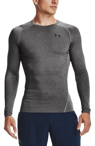 Under Armour HeatGear heren compressie shirt met lange mouwen, carbon heather
