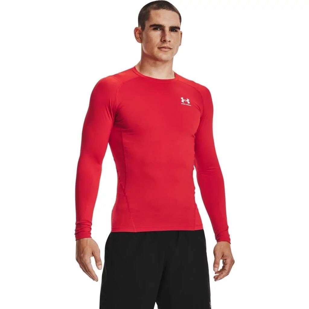Under Armour HeatGear heren compressie shirt met lange mouwen, rood