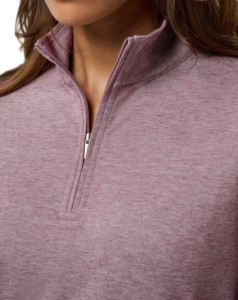 Travis Mathew Featherweightt Active zip long sleeve dames polo, heather damson