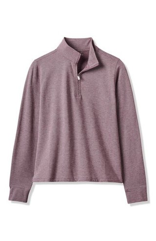 Travis Mathew Featherweightt Active zip long sleeve dames polo, heather damson
