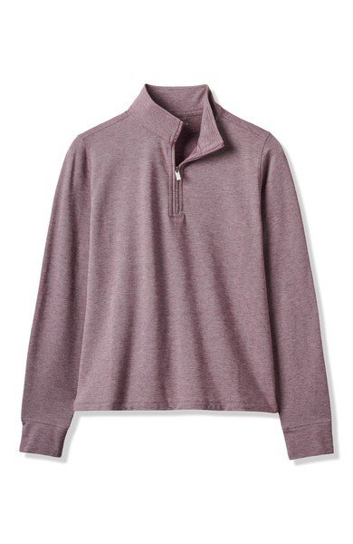 Travis Mathew Featherweightt Active zip long sleeve dames polo, heather damson