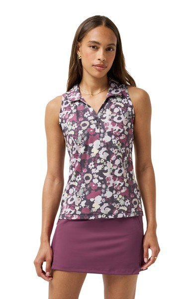 Travis Mathew Featherweight Printed Sleeveless dames polo, graystone floral multi